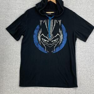 Marvel Shirt Mens Large Black Black Panther Hooded Short Sleeve Adult Tee Cotton